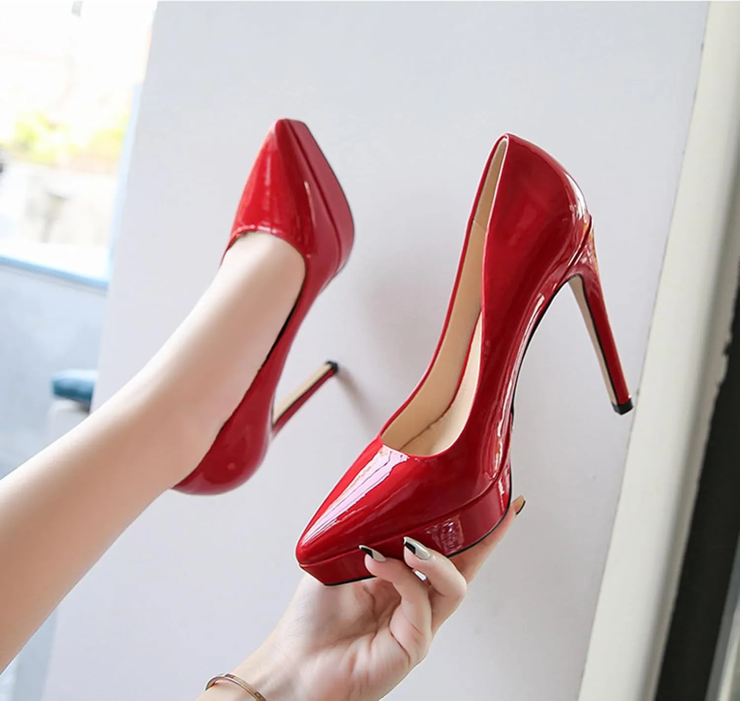 12CM/4.72IN Women's Closed Toe Platform High Heels Stiletto Dress High Heeled Wedding Party Office Pumps Shoes