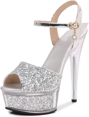 14.5CM/5.70IN Women's Exposed Toe Platform High Heels Shoes Stiletto Sandals Dress High Heeled Wedding Party Office Pumps Shoes