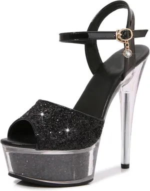 14.5CM/5.70IN Women's Exposed Toe Platform High Heels Shoes Stiletto Sandals Dress High Heeled Wedding Party Office Pumps Shoes