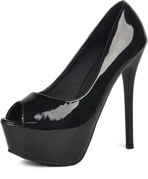 14CM/5.51IN Women's Sexy Platform High Heels Shoes Stiletto Exposed Toe Dress High Heeled Wedding Party Office Pumps Shoes