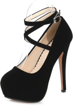 14CM/5.51IN Women's Strappy Closed Toe Platform High Heels Pumps Stiletto Dress High Heeled Wedding Party Office Pumps Shoes Sizes 35-46