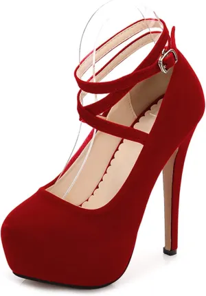 14CM/5.51IN Women's Strappy Closed Toe Platform High Heels Pumps Stiletto Dress High Heeled Wedding Party Office Pumps Shoes Sizes 35-46