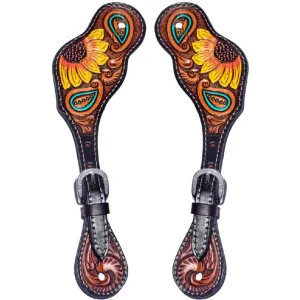 Bar H Equine Bonnie Blossom Sunflower Leather Spur Straps