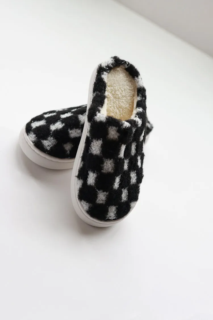 Black and White Checkered Slippers