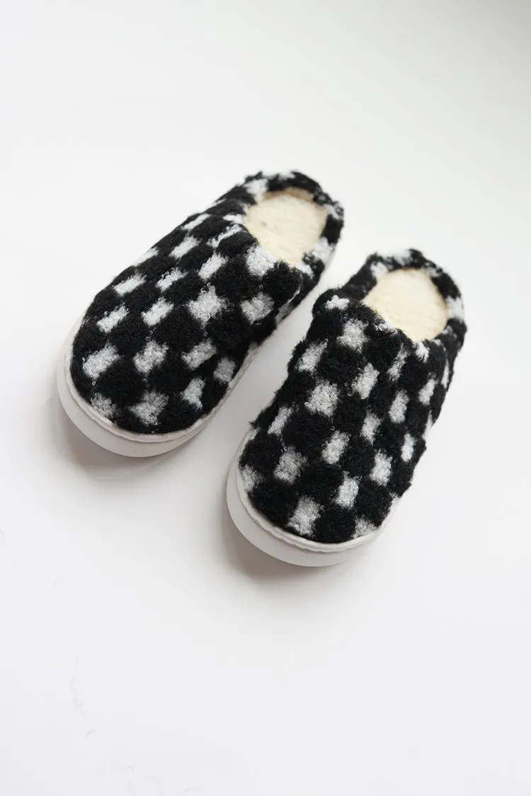 Black and White Checkered Slippers