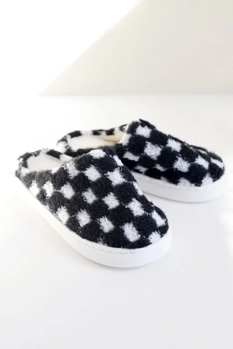 Black and White Checkered Slippers