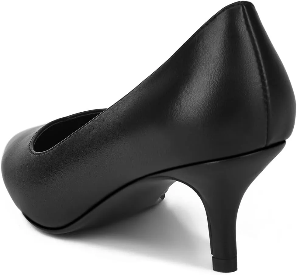 Black Kitten Heels for Women Pumps Stiletto Heels Pointed Toe Slip on Low Heel Dress Shoes Comfortable Party Wedding Dressy Women Shoes