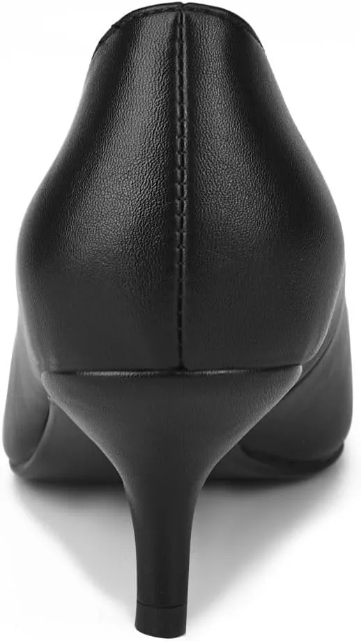 Black Kitten Heels for Women Pumps Stiletto Heels Pointed Toe Slip on Low Heel Dress Shoes Comfortable Party Wedding Dressy Women Shoes