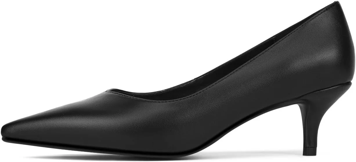 Black Kitten Heels for Women Pumps Stiletto Heels Pointed Toe Slip on Low Heel Dress Shoes Comfortable Party Wedding Dressy Women Shoes