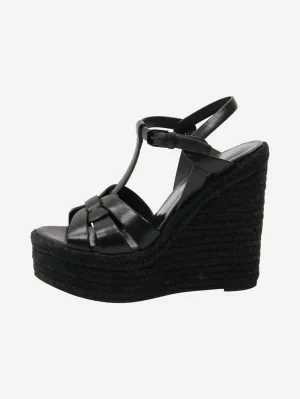 Black Tribute woven leather wedge sandals - size EU 38.5