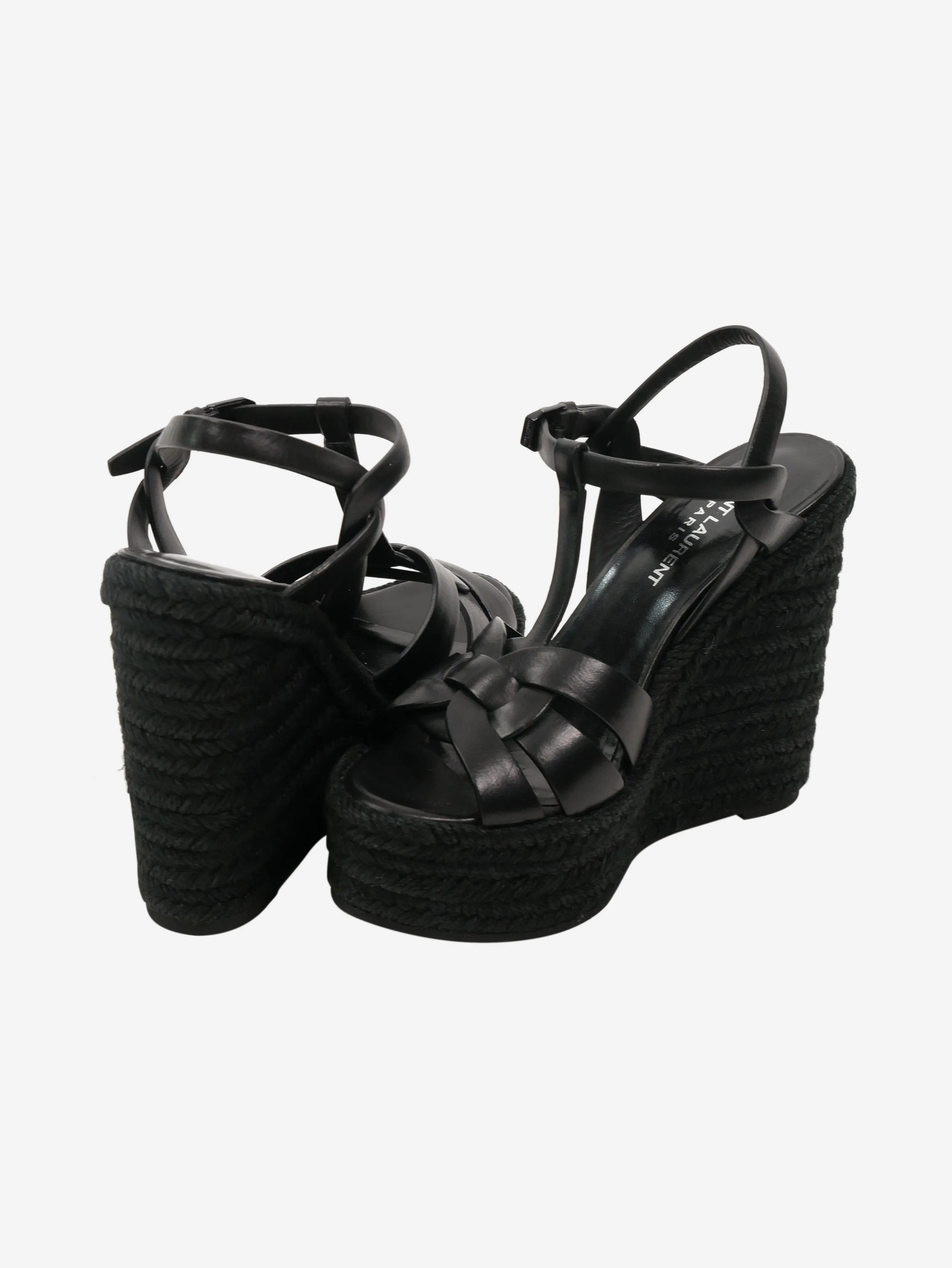 Black Tribute woven leather wedge sandals - size EU 38.5