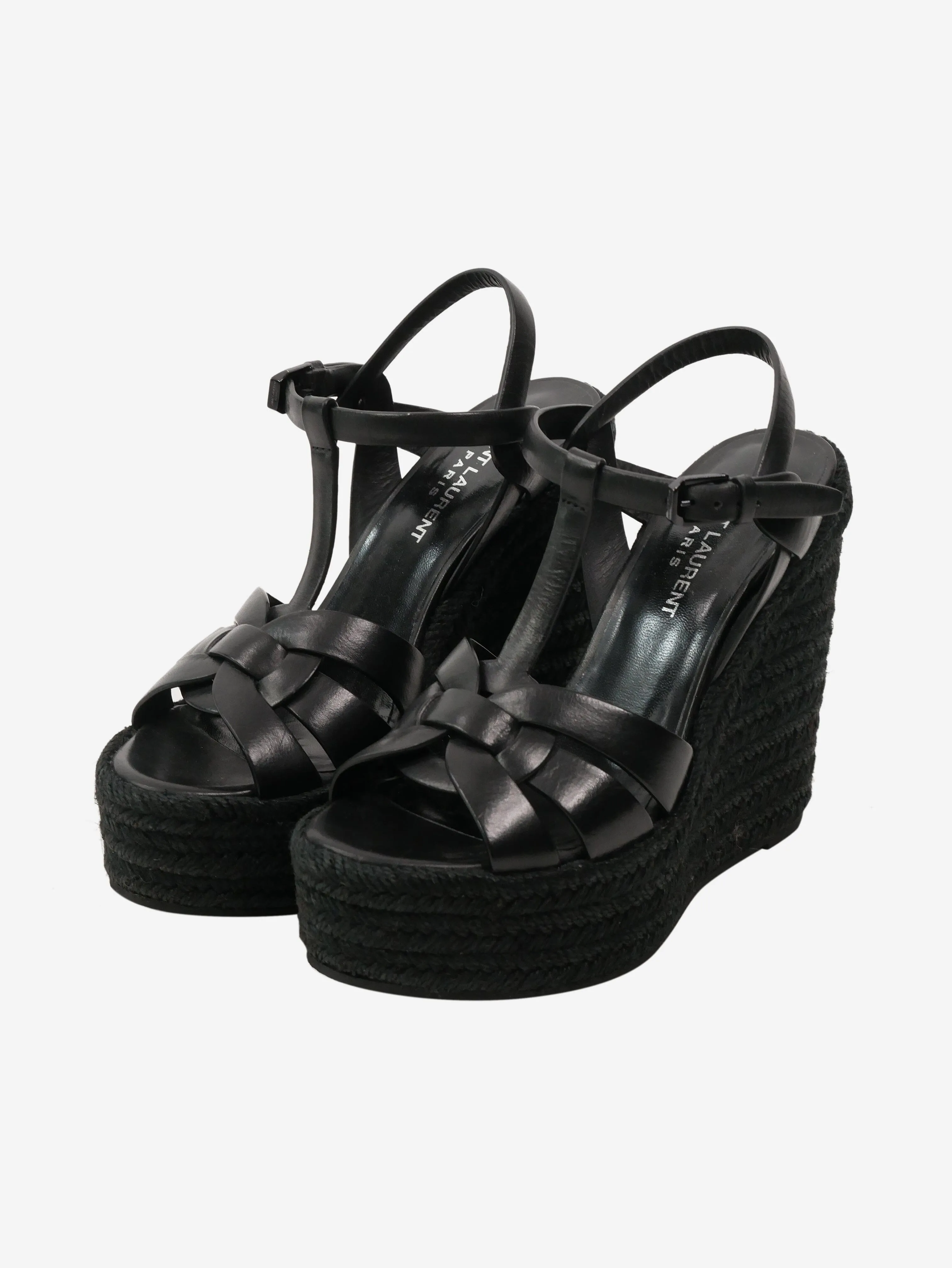 Black Tribute woven leather wedge sandals - size EU 38.5