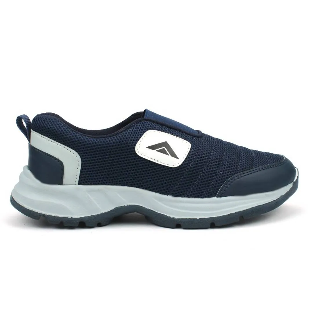 Blue Self Design Mesh Running Shoes