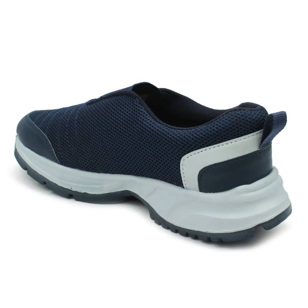 Blue Self Design Mesh Running Shoes