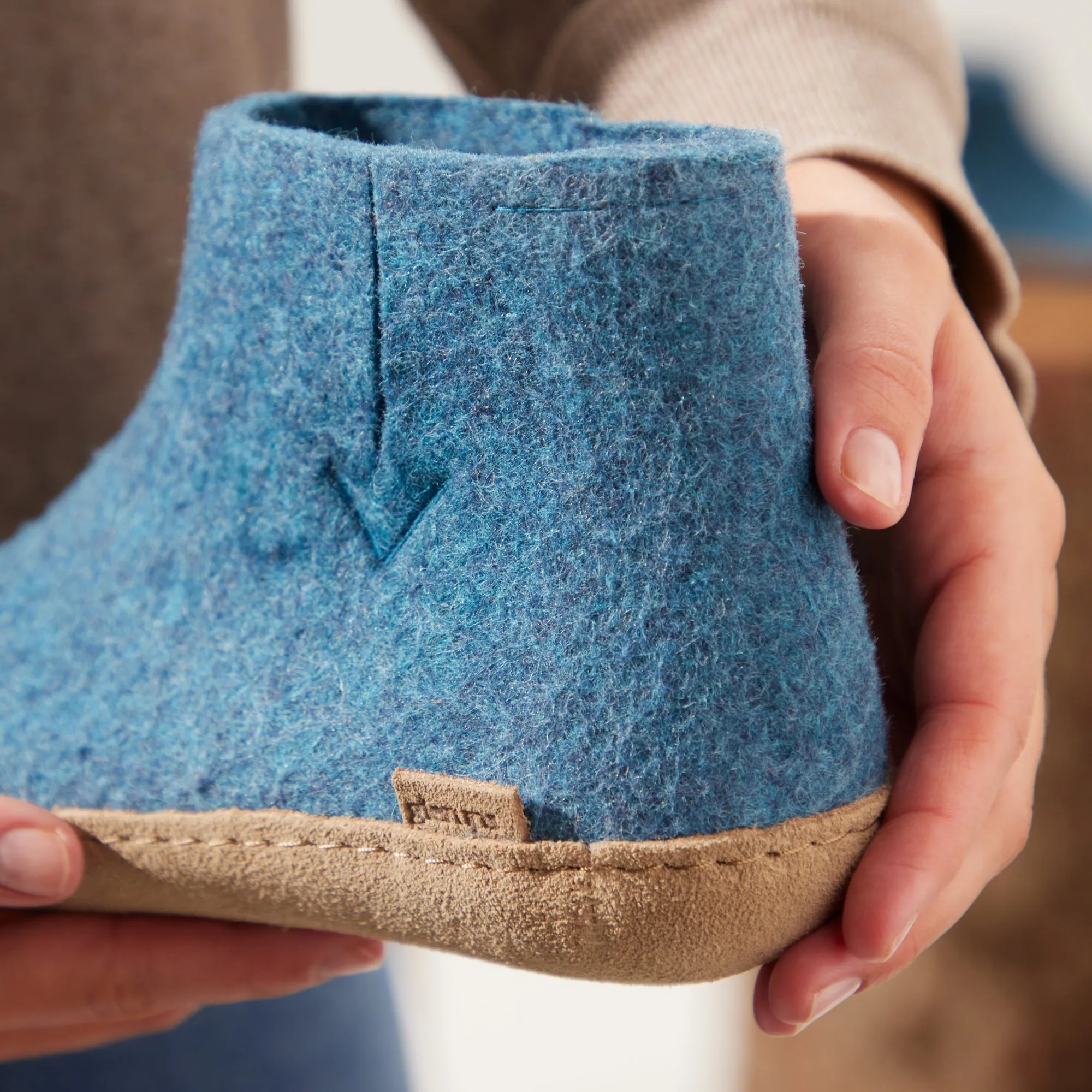 Boot with leather sole - Petrol