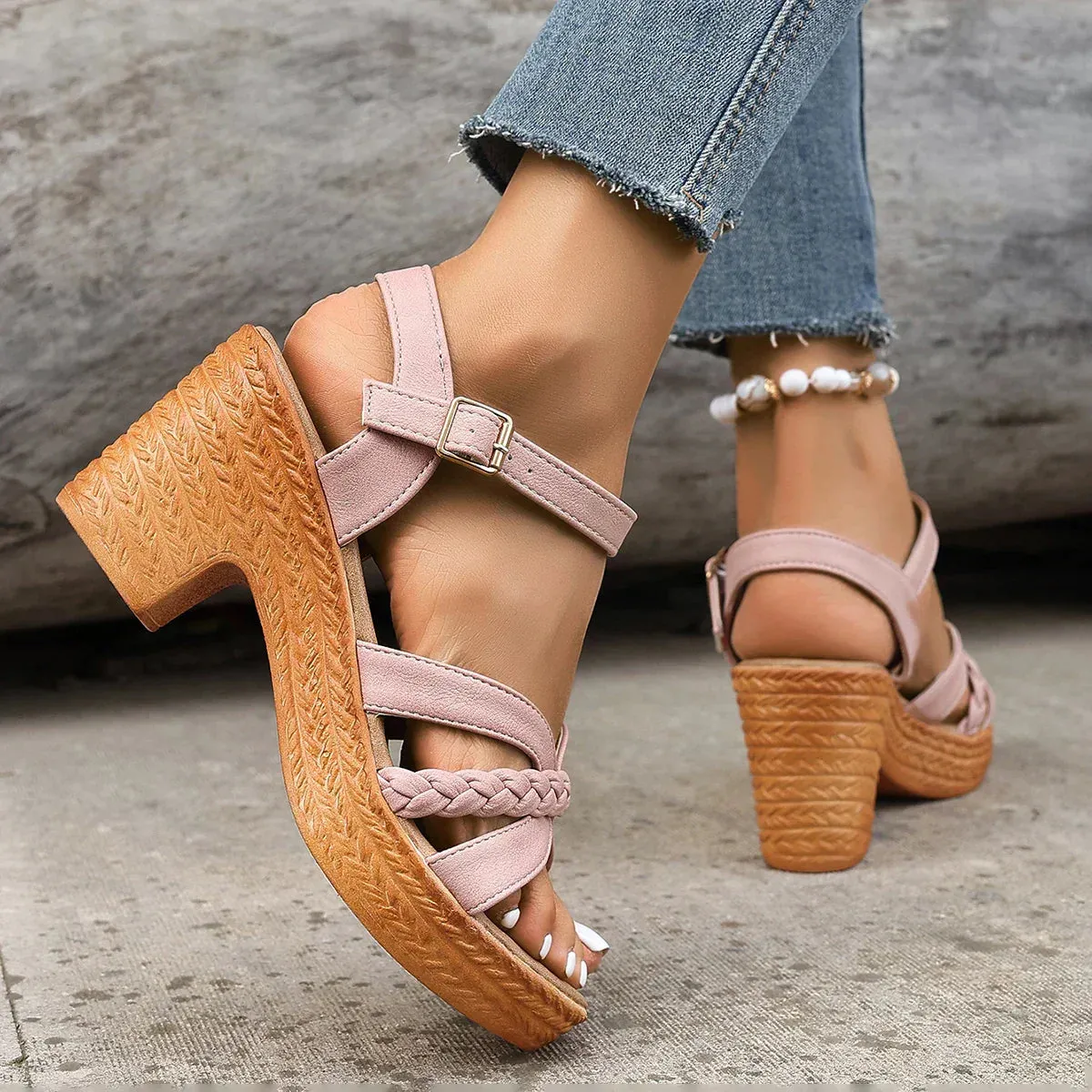 Celine - Orthopaedic Mid Heel Platform Sandals