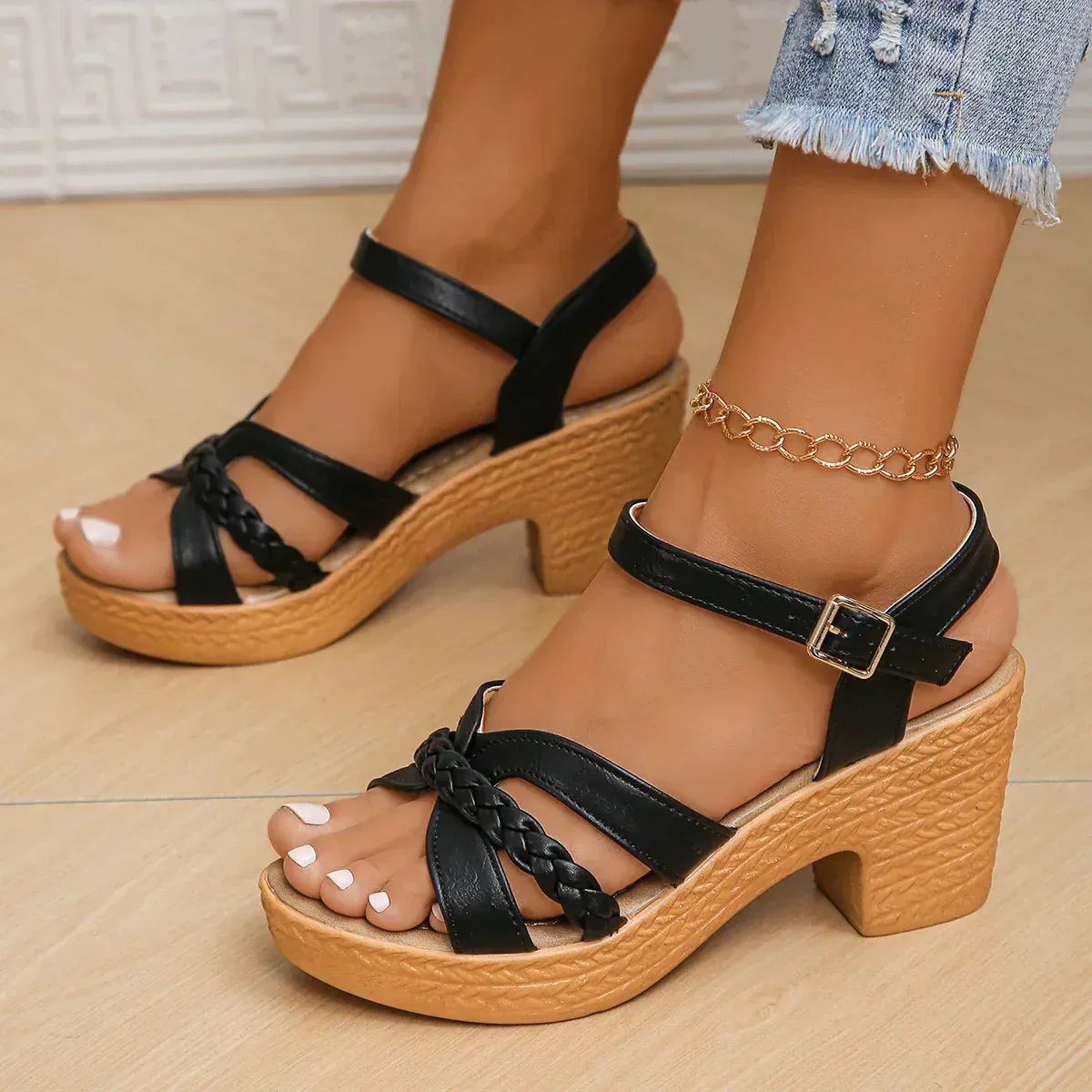 Celine - Orthopaedic Mid Heel Platform Sandals