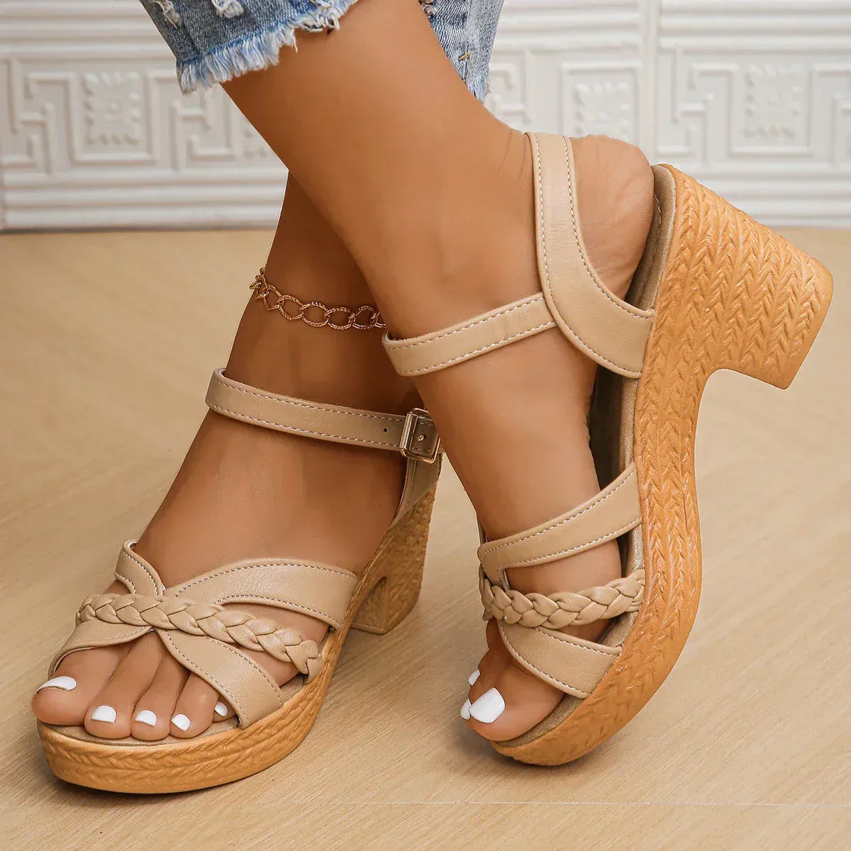 Celine - Orthopaedic Mid Heel Platform Sandals