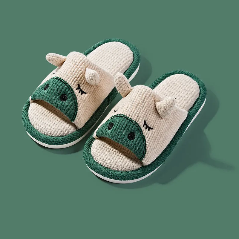 Children's slippers spring and autumn linen indoor home soft-soled boys and girls baby all-season slippers breathable children's cloth slippers