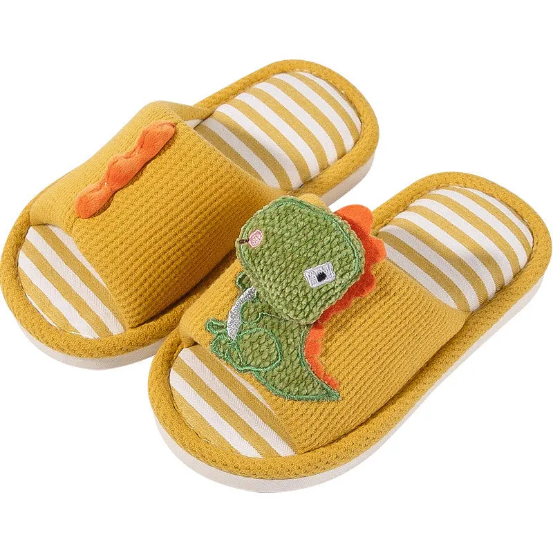 Children's slippers spring and autumn linen indoor home soft-soled boys and girls baby all-season slippers breathable children's cloth slippers