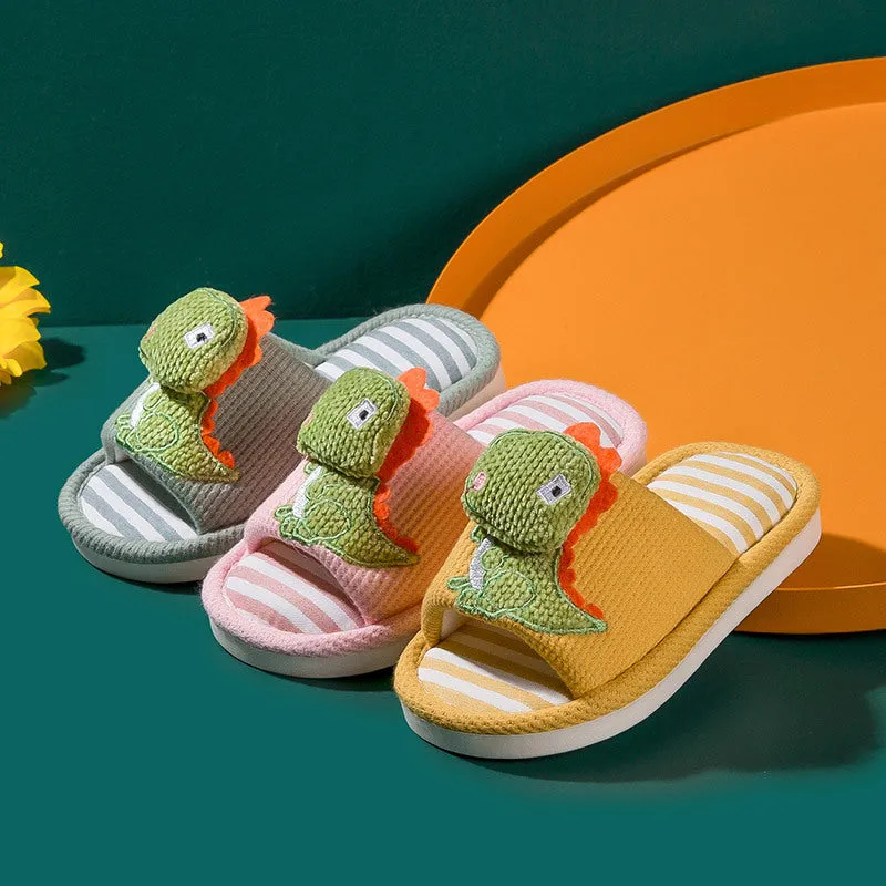 Children's slippers spring and autumn linen indoor home soft-soled boys and girls baby all-season slippers breathable children's cloth slippers