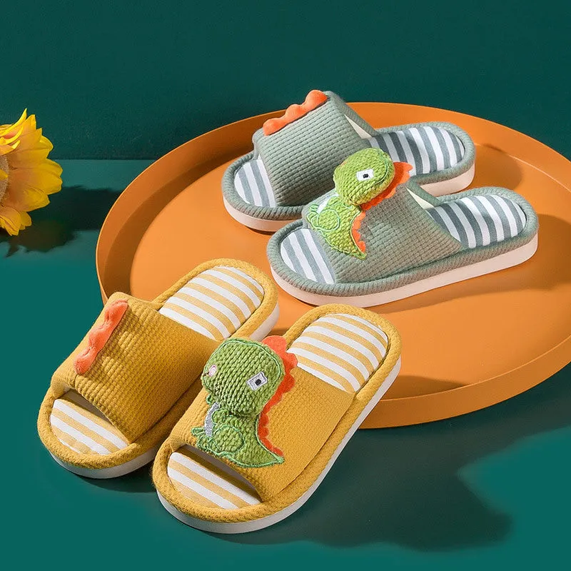 Children's slippers spring and autumn linen indoor home soft-soled boys and girls baby all-season slippers breathable children's cloth slippers