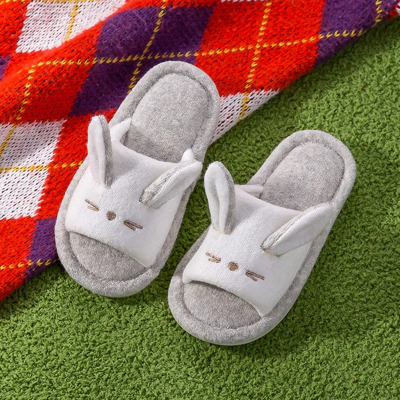 Children's slippers spring and autumn linen indoor home soft-soled boys and girls baby all-season slippers breathable children's cloth slippers