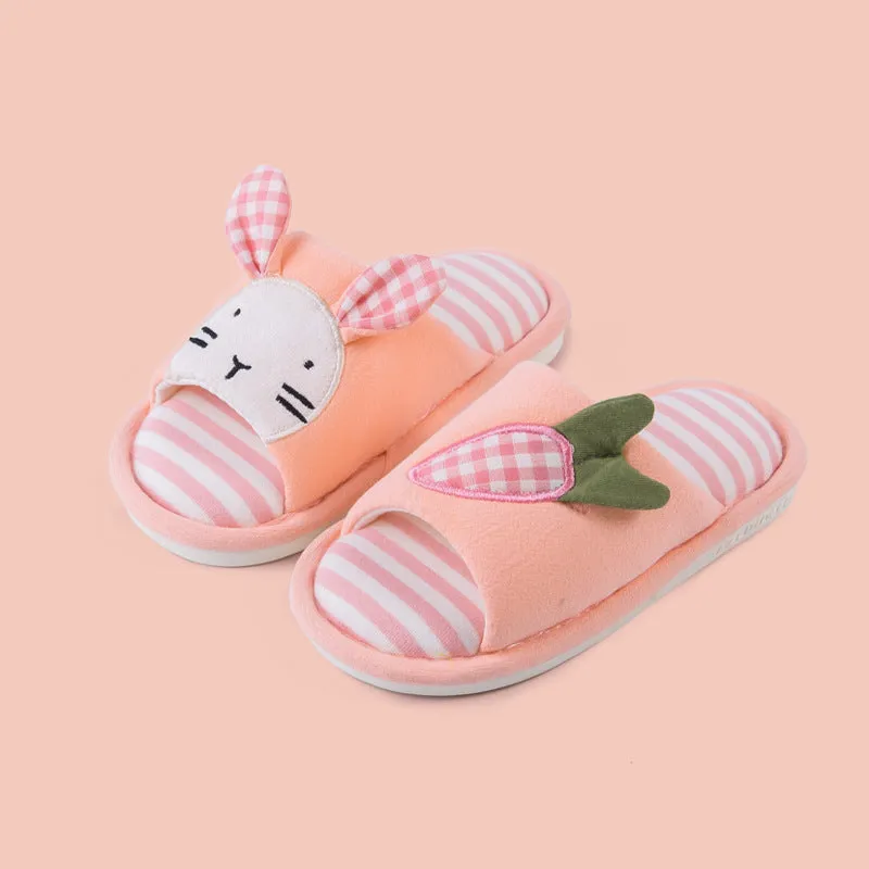 Children's slippers spring and autumn linen indoor home soft-soled boys and girls baby all-season slippers breathable children's cloth slippers