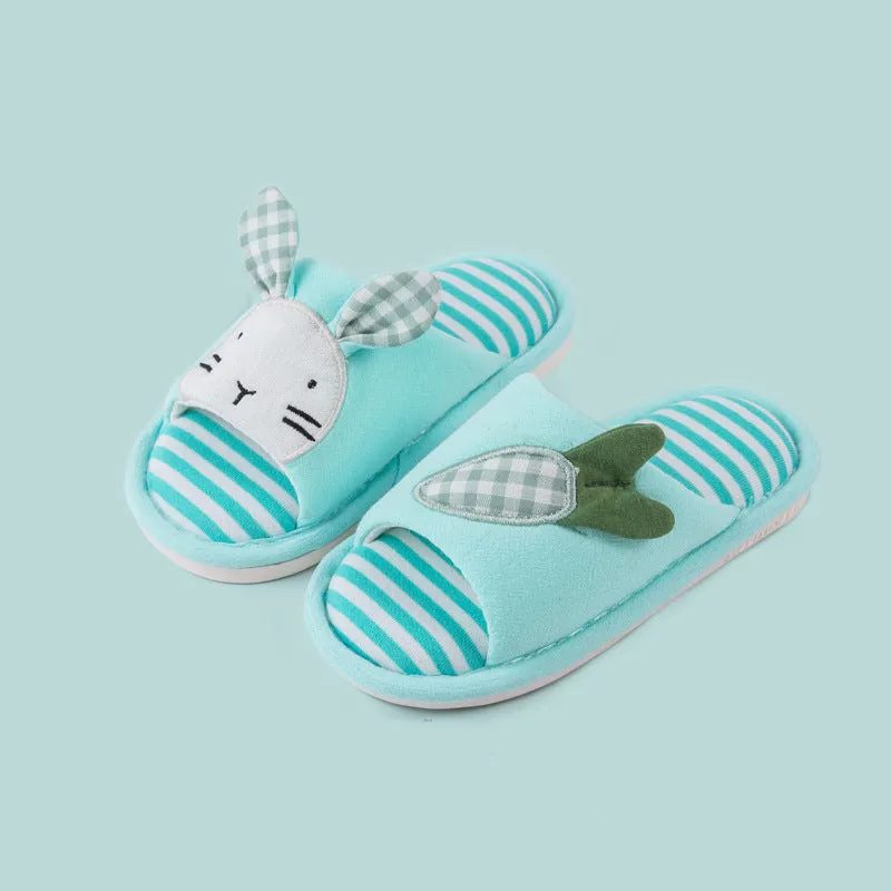 Children's slippers spring and autumn linen indoor home soft-soled boys and girls baby all-season slippers breathable children's cloth slippers