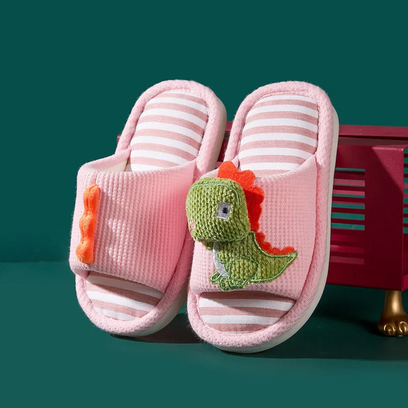 Children's slippers spring and autumn linen indoor home soft-soled boys and girls baby all-season slippers breathable children's cloth slippers