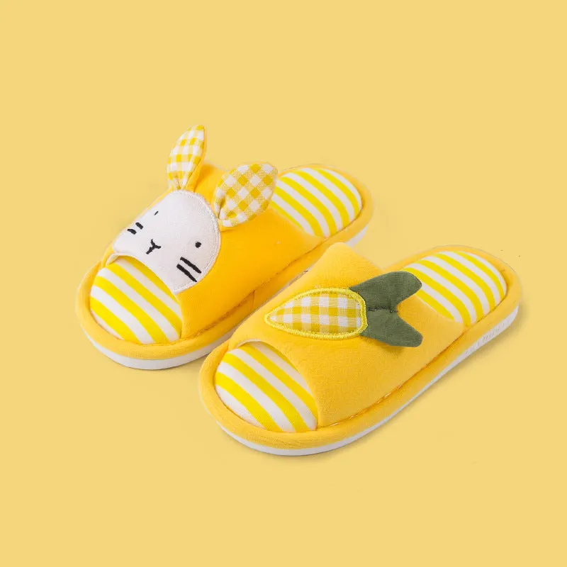 Children's slippers spring and autumn linen indoor home soft-soled boys and girls baby all-season slippers breathable children's cloth slippers