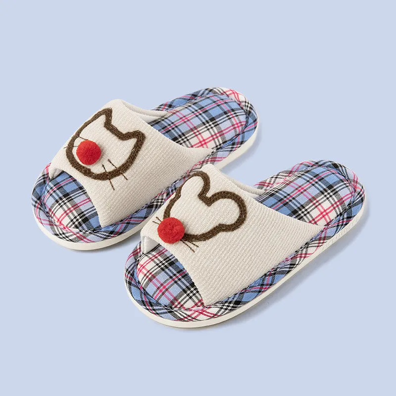 Children's slippers spring and autumn linen indoor home soft-soled boys and girls baby all-season slippers breathable children's cloth slippers