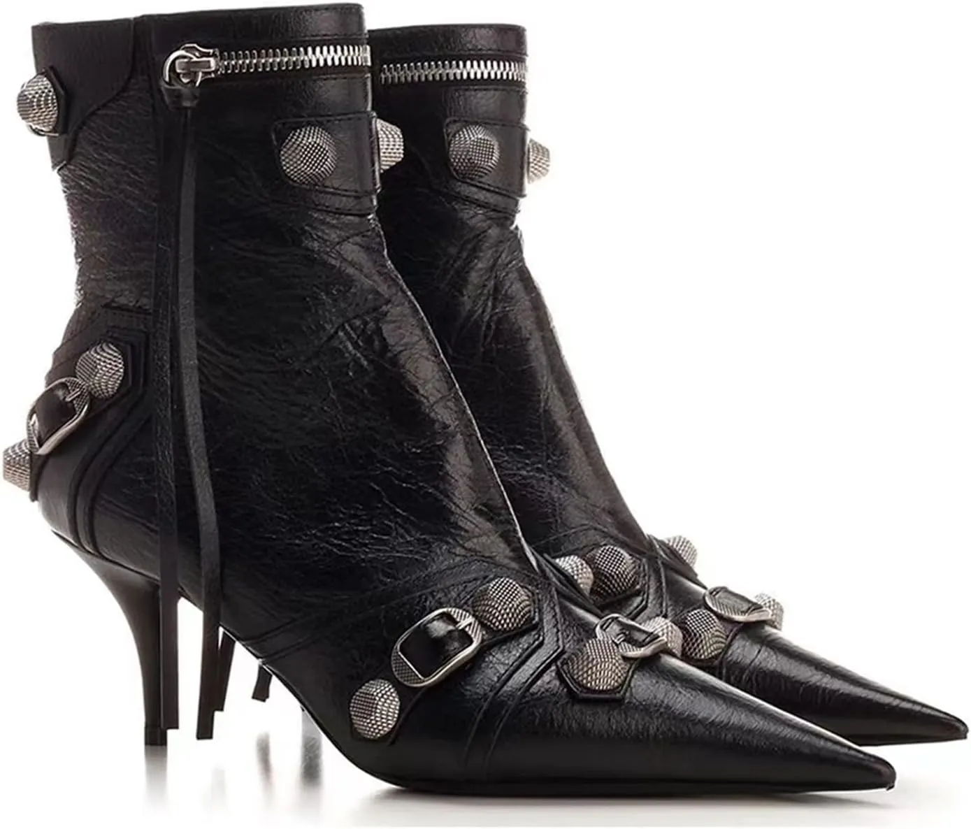 femflame Women's Knee High Boots for Women Pointed Toe Stiletto High Heels Rivet Party Dress Hot Long