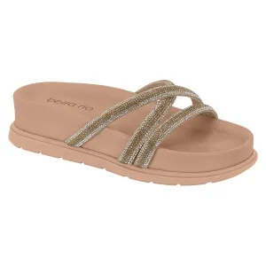 Glitter Strappy Beige Chunky Sandals