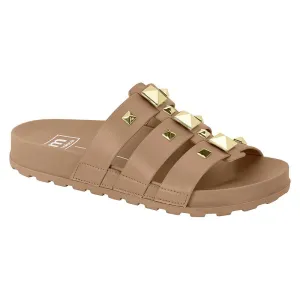 Gold Studs Beige Chunky Sandals