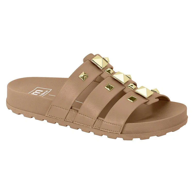 Gold Studs Beige Chunky Sandals
