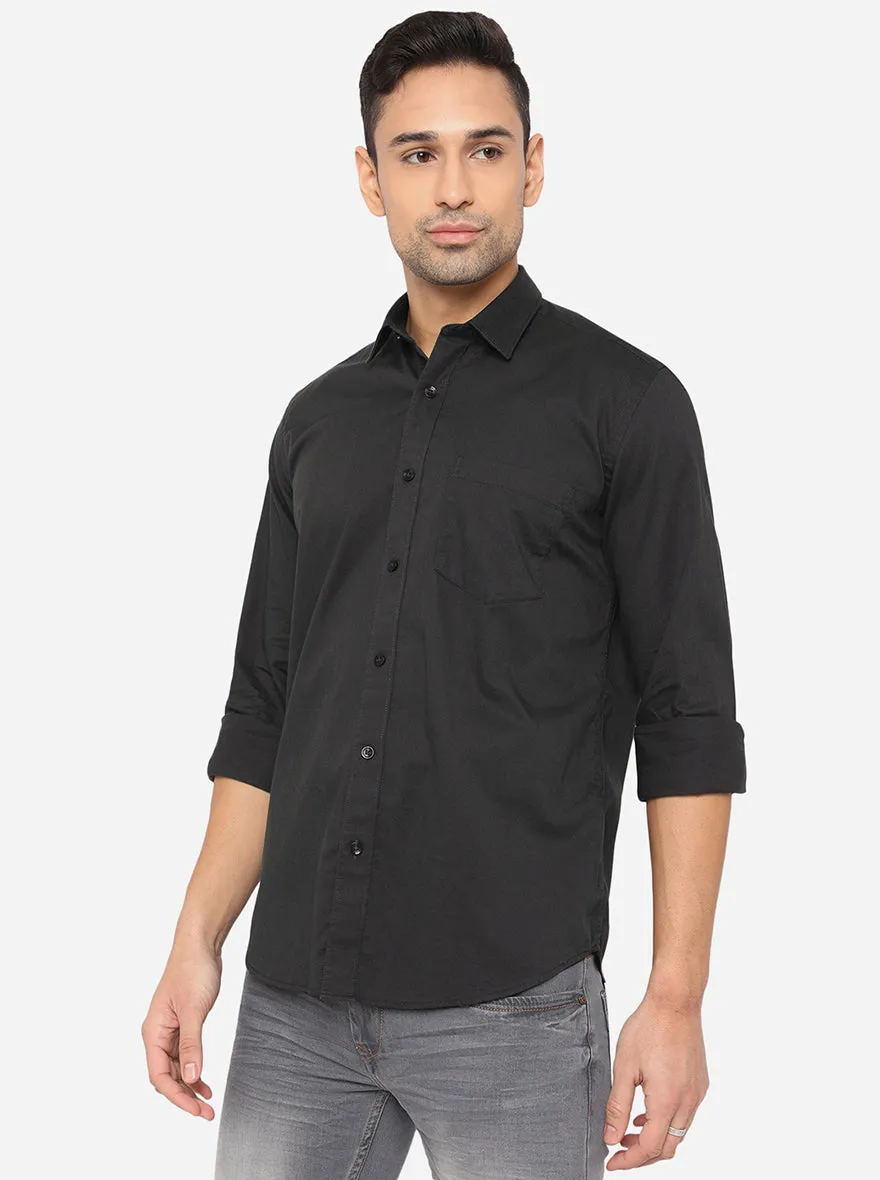 Gull Grey Solid Slim Fit Casual Shirt | JadeBlue