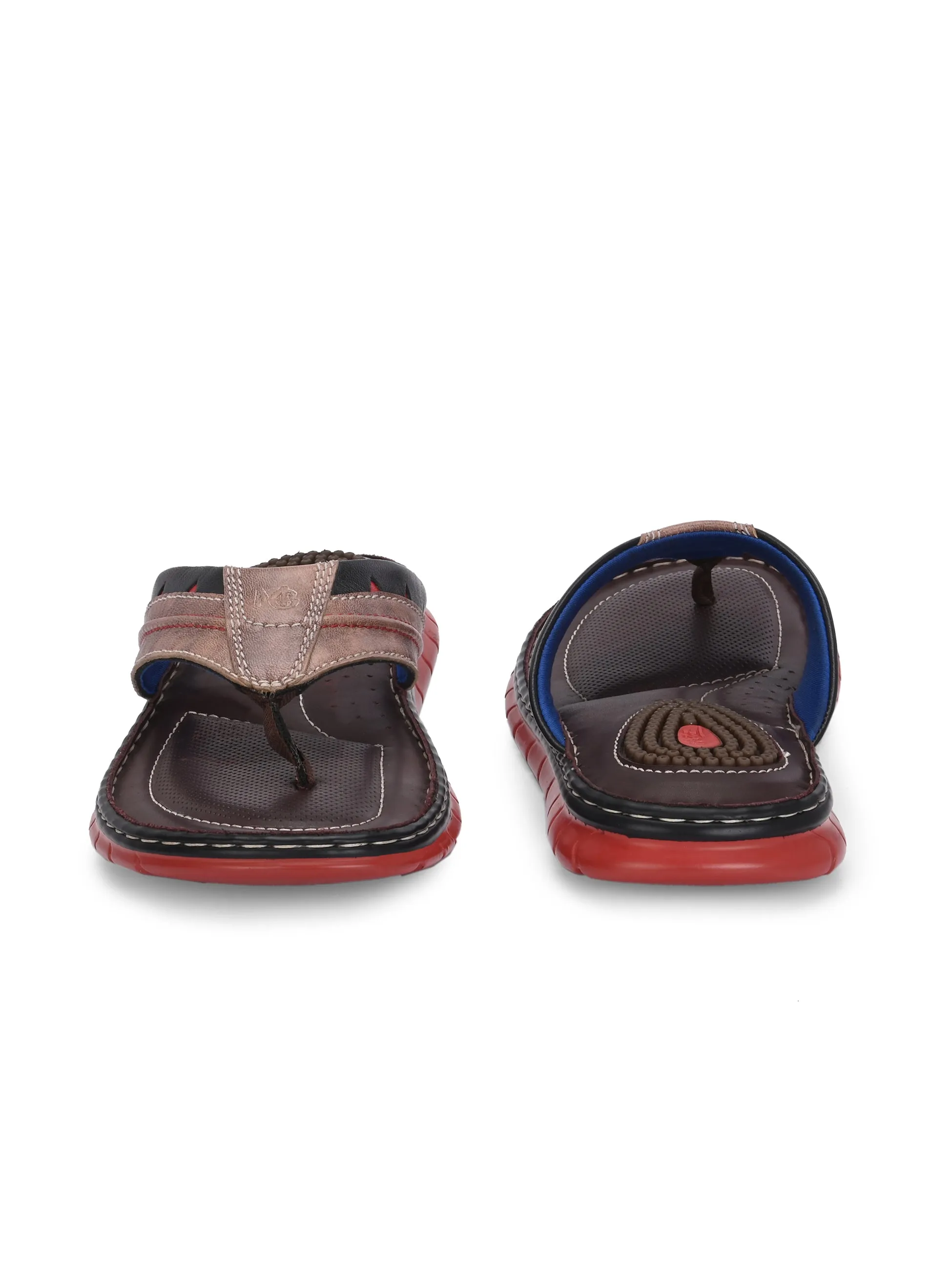 Hitz Men's Brown_Black Leather Casual Slipper