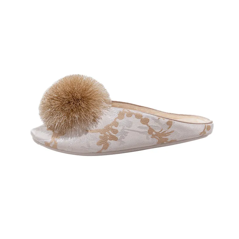 House Slippers with Pom