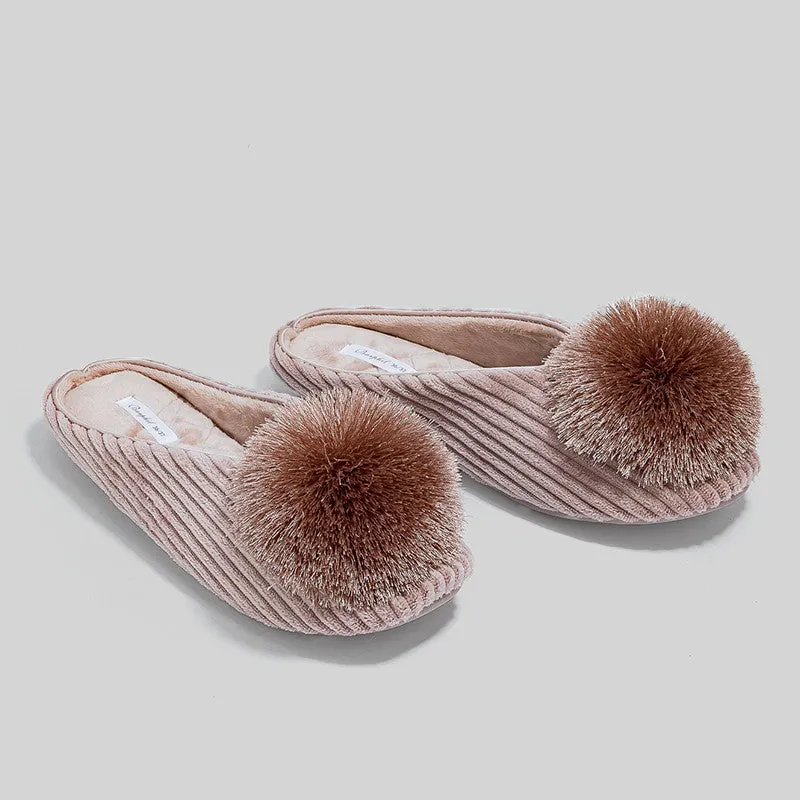 House Slippers with Pom