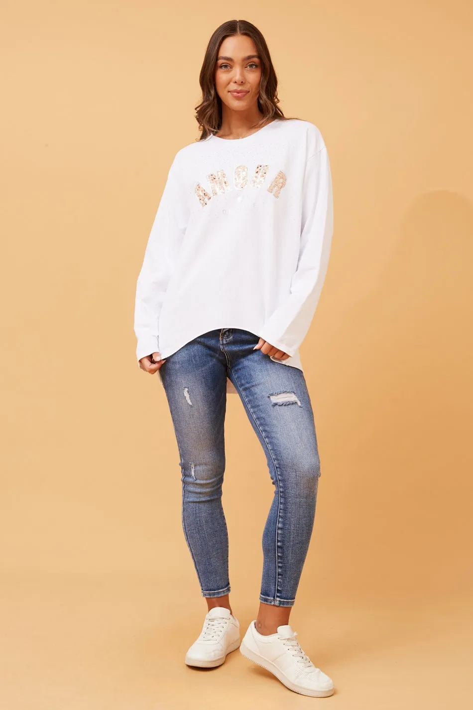 IZEL SEQUIN GRAPHIC TOP