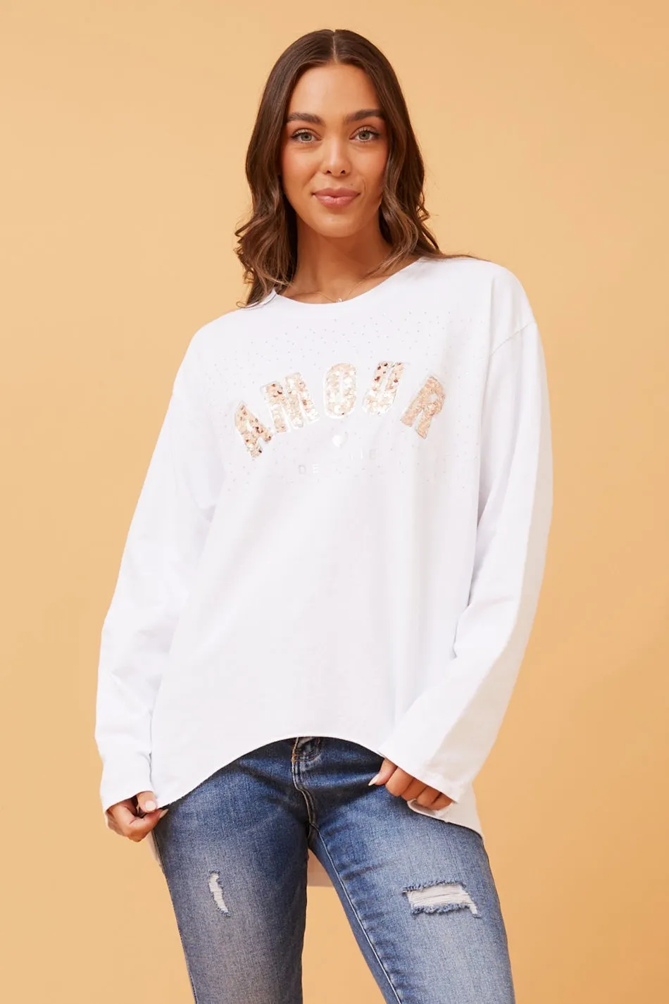 IZEL SEQUIN GRAPHIC TOP