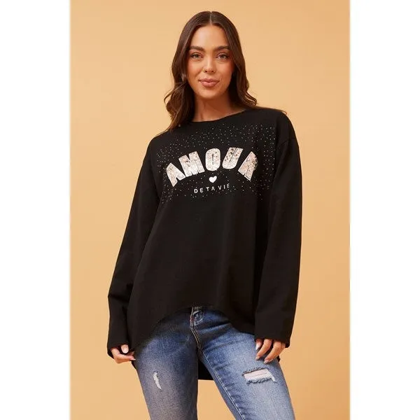 IZEL SEQUIN GRAPHIC TOP