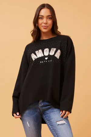 IZEL SEQUIN GRAPHIC TOP