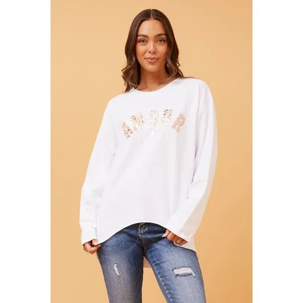 IZEL SEQUIN GRAPHIC TOP