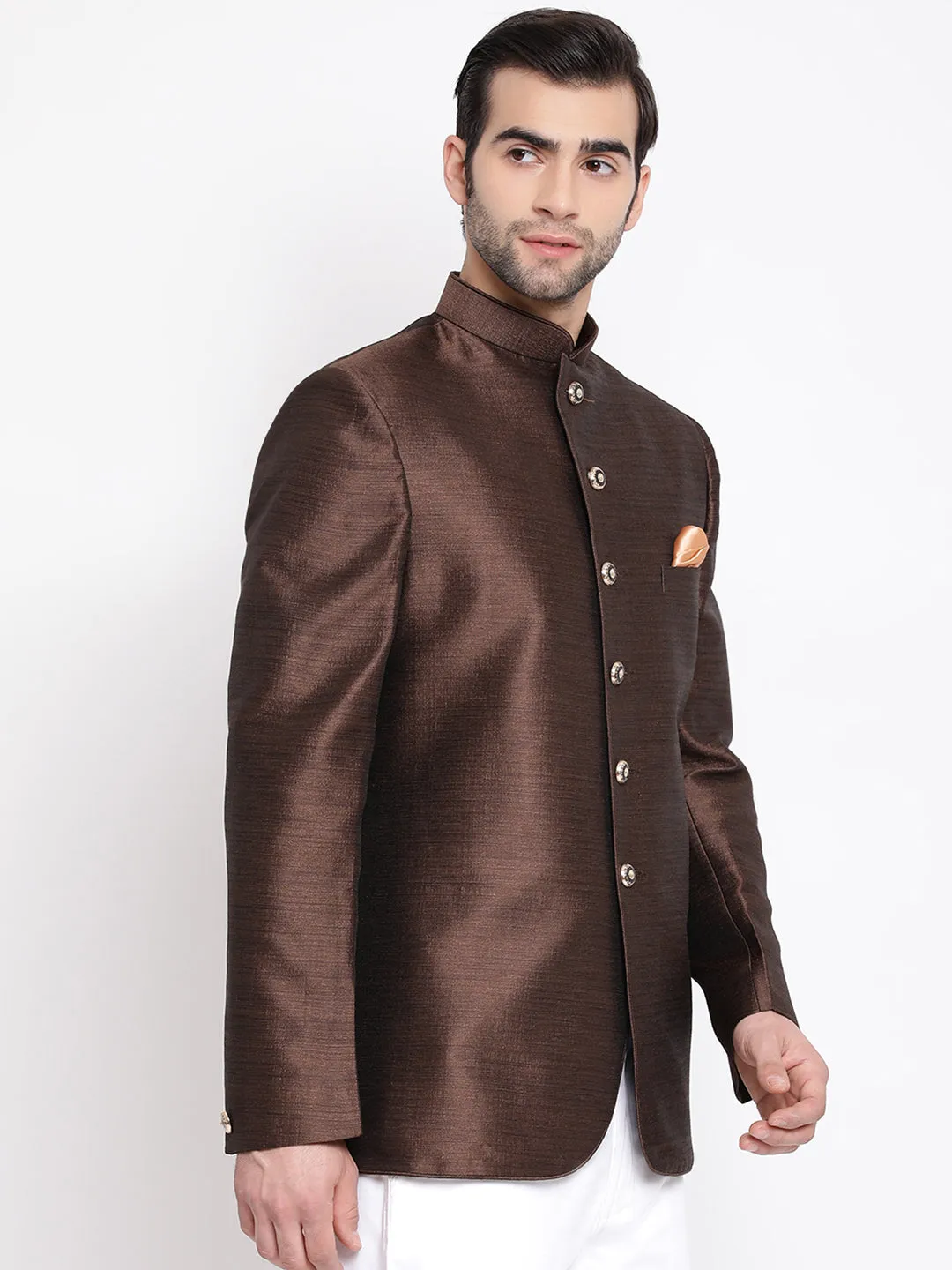 Jashvi  Men's Coffee Silk Blend Jodhpuri