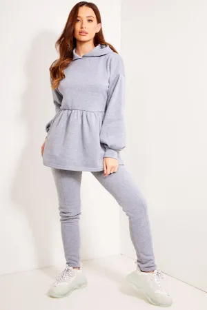Jordie Grey Peplum Hoodie and Joggers Lounge Co-Ord Set