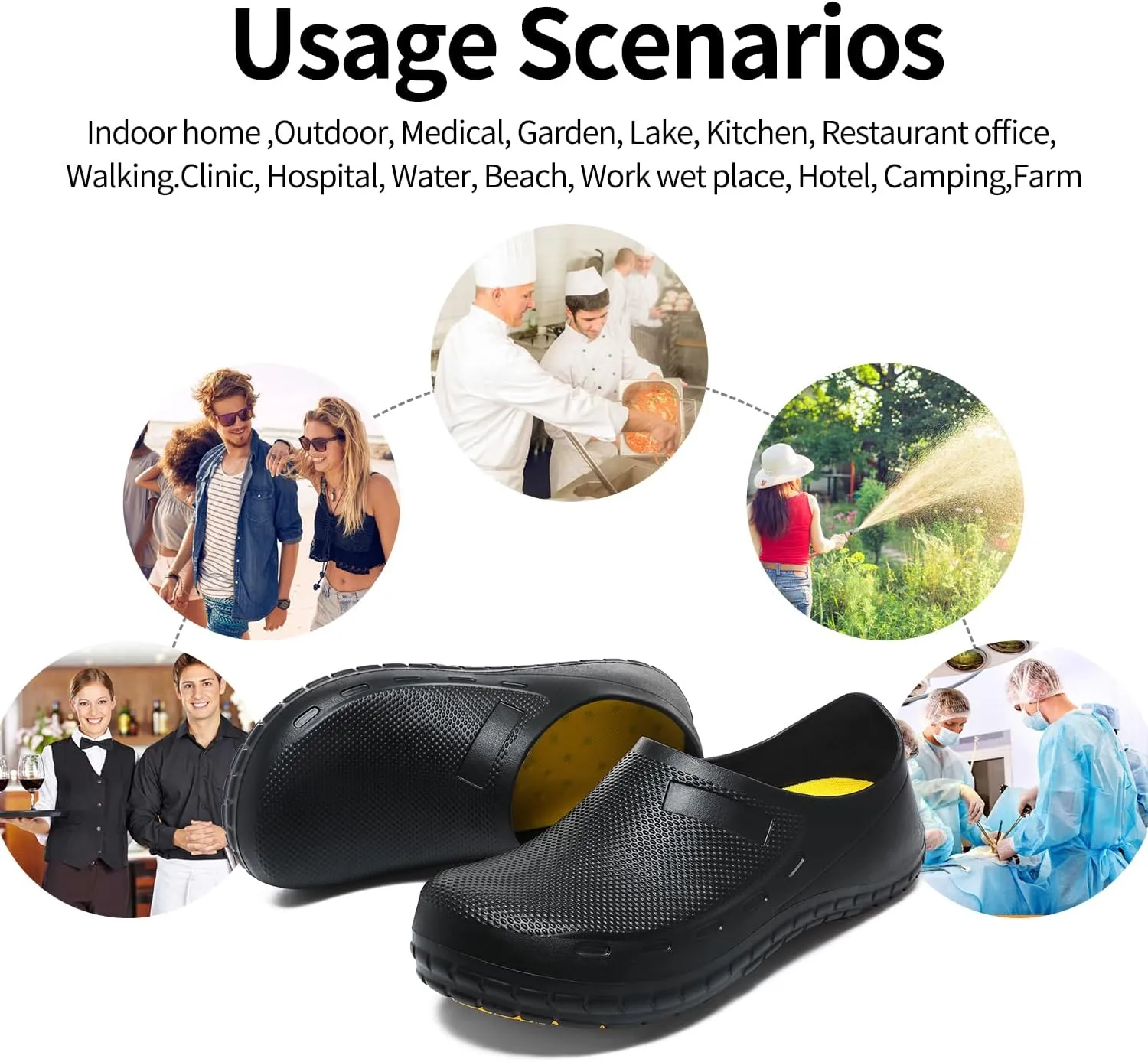 JSWEI Chef Shoes for Men - Professional Oil Water Resistant Nursing Chef ShoeNon-Slip Safety Working Shoes for Kitchen Garden Bathroom Construction