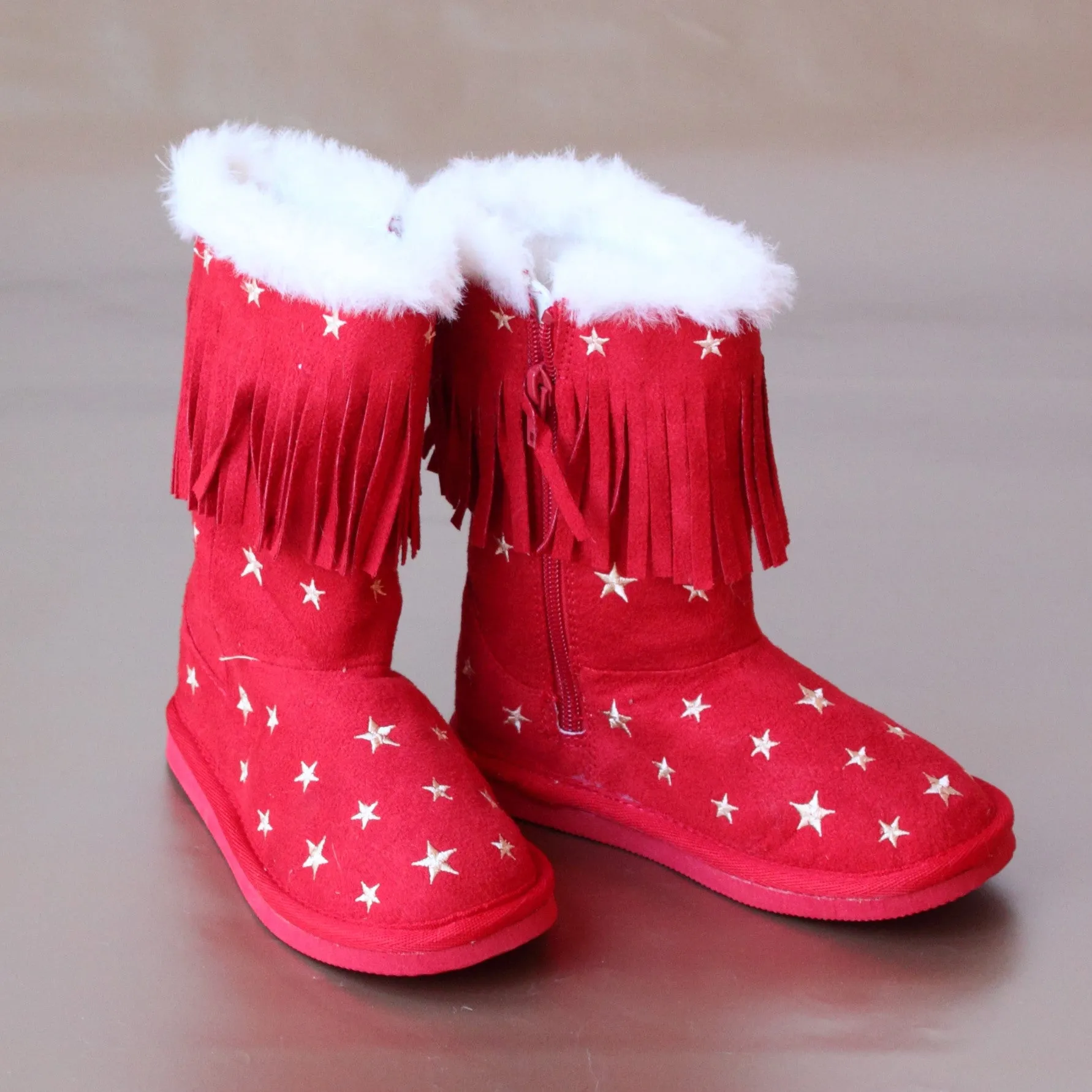L'Amour Girls Star Embroidered Fringe Boot