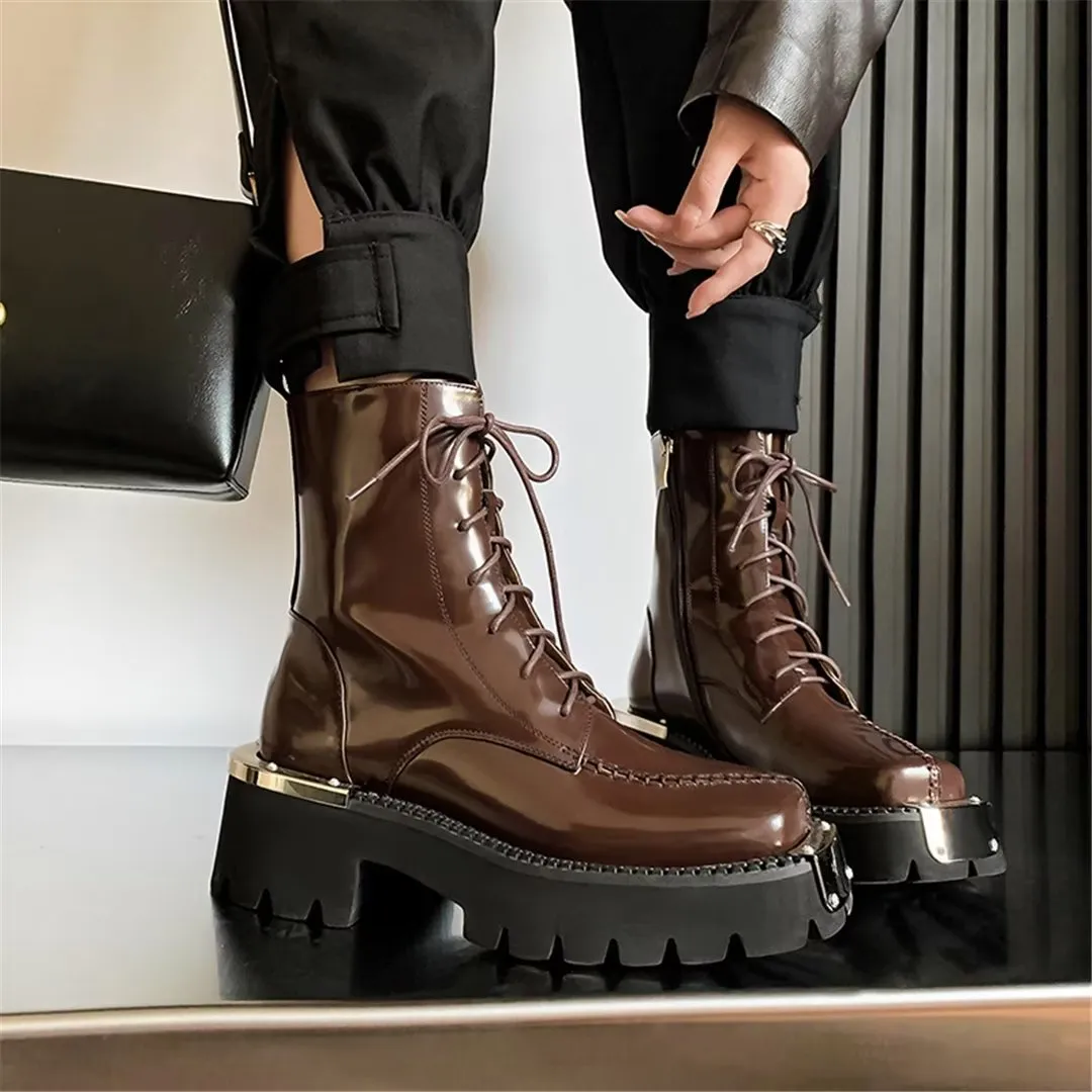 LeatherLux Chic Round Toe Winter Boots 1 2